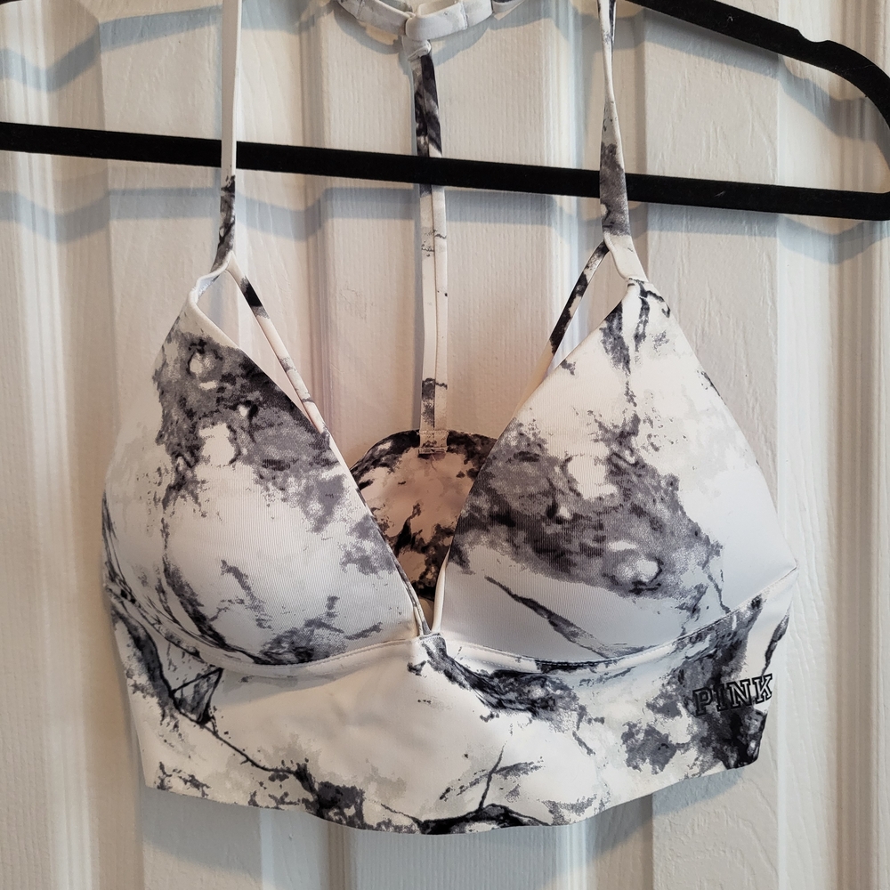 PINK Victoria's Secret Black and White Marble Bralette